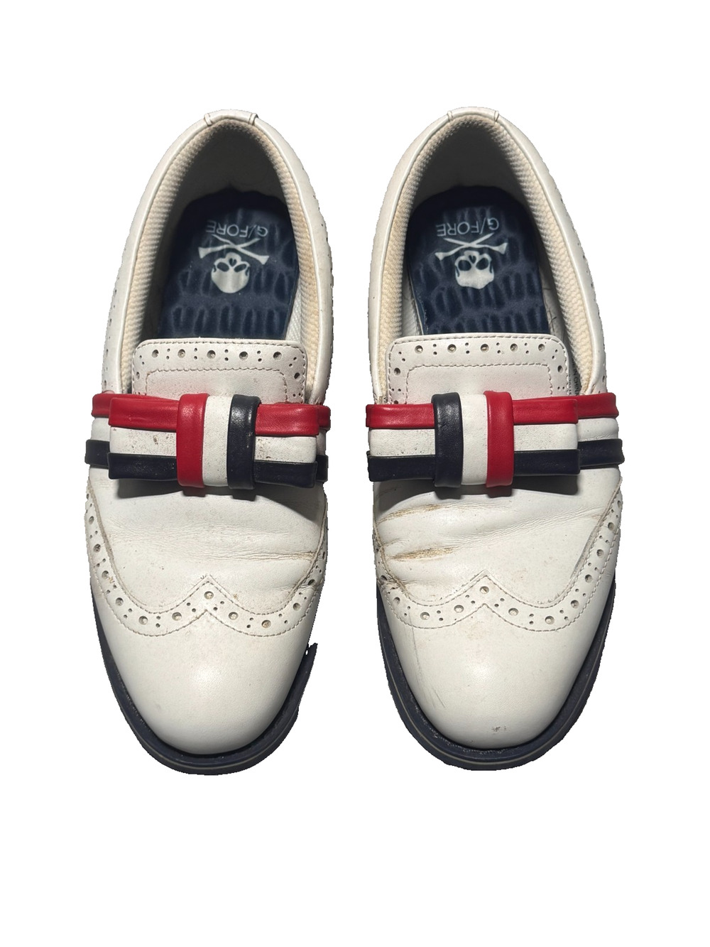 G/FORE Golf Shoes Womens 8 White Leather Spikeless Kiltie Wingtip G4LS21EF13